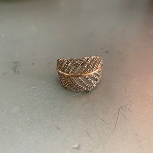 rose gold pandora feather ring
